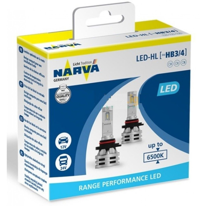Світлодіодні лампи Narva HB3/HB4 12/24v 6500K X2 18038 Range Performance