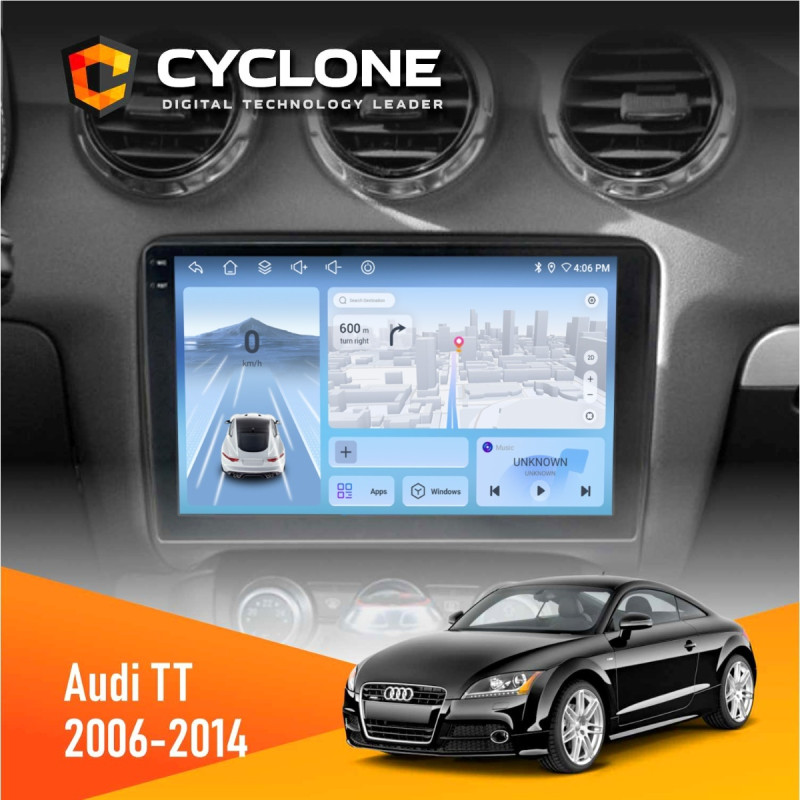 Штатна магнітола Audi TT 2006-2014 Cyclone C9-012 4x64, DSP, 4G
