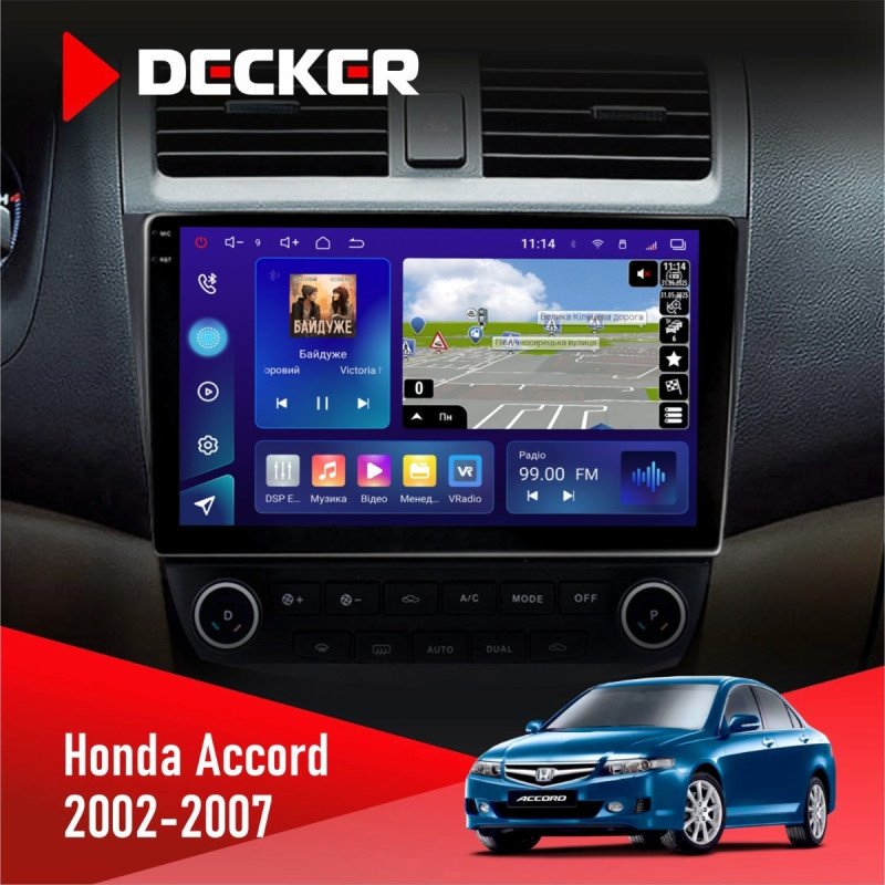 Штатна магнітола Honda Accord 2002-2007 Decker D10-009 4x64, DSP, 4G, 2k