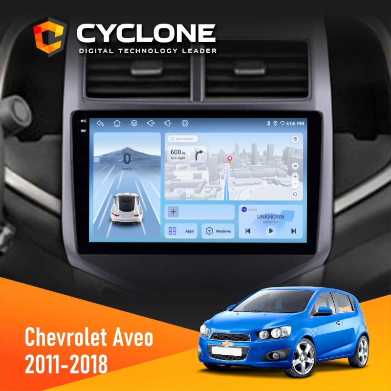 Штатна магнітола Chevrolet Aveo 2011-2018 Cyclone C9-012 4x64, DSP, 4G
