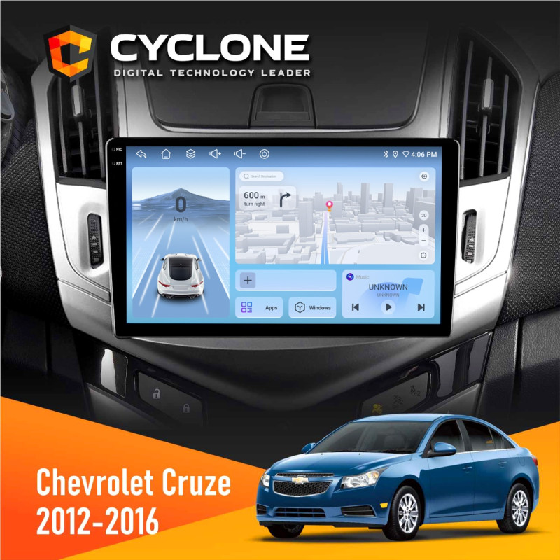 Штатна магнітола Chevrolet Cruze 2012-2016 Cyclone C9-012 4x64, DSP, 4G