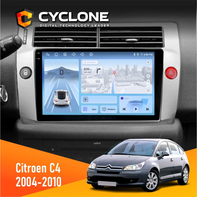 Штатна магнітола Citroen C4 2004-2010 Cyclone C9-012 4x64, DSP, 4G