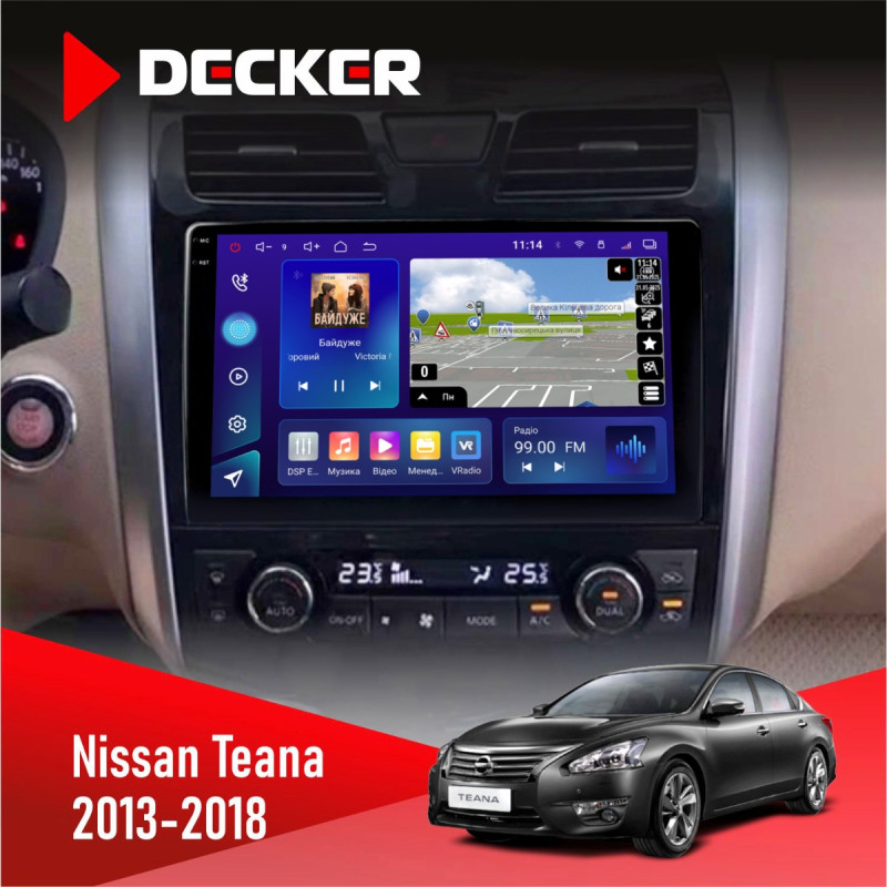 Штатна магнітола Nissan Teana 2013-2018 Decker D10-009 4x64, DSP, 4G, 2k