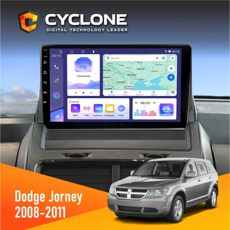 Штатна магнітола Dodge Journey 2008-2011 Cyclone C9-011 4x64, DSP