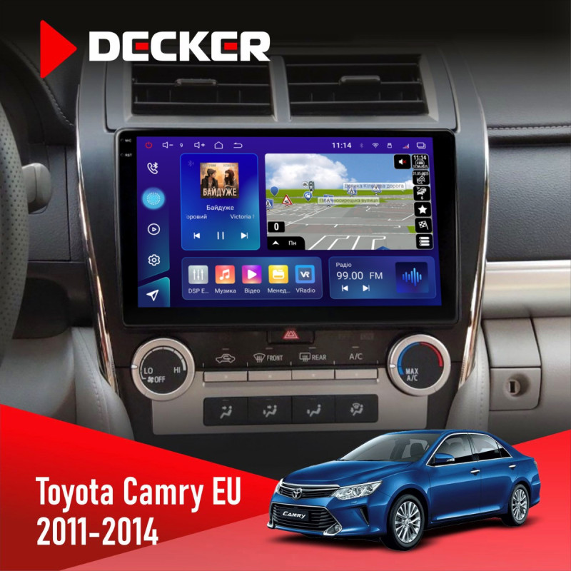 Штатна магнітола Toyota Camry 2011-2014 Decker D10-009 4x64, DSP, 4G, 2k