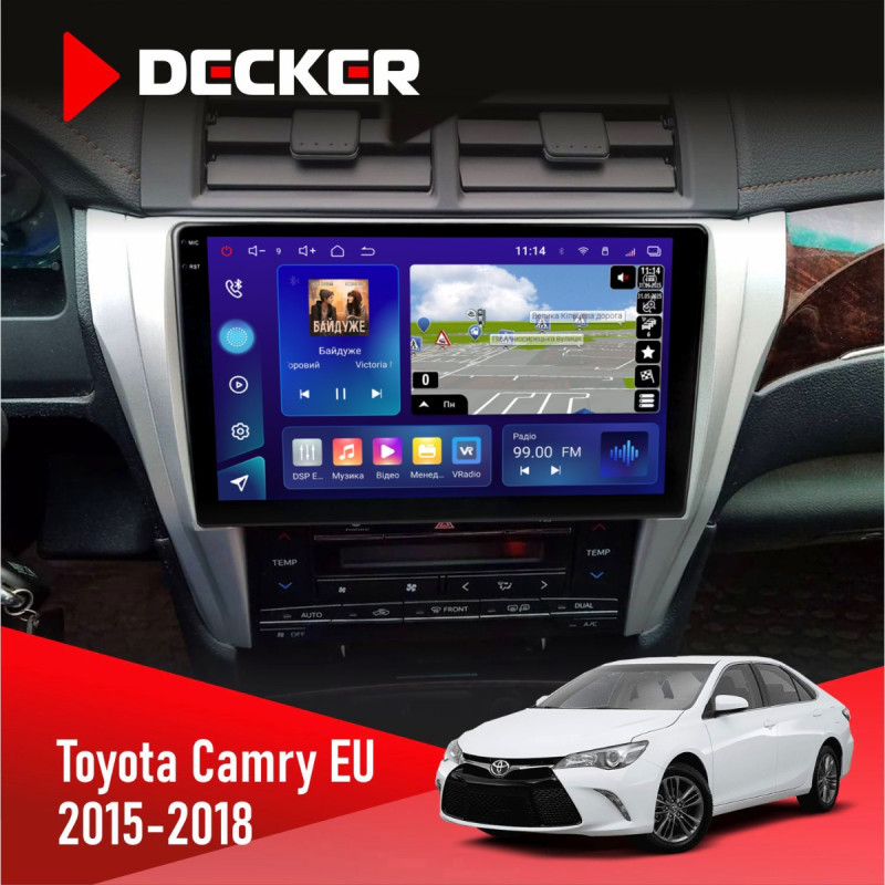 Штатна магнітола Toyota Camry 2015-2018 Decker D10-009 4x64, DSP, 4G, 2k