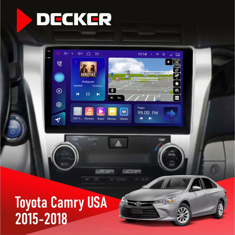Штатна магнітола Toyota Camry 2015-2018 USA Decker D10-009 4x64, DSP, 4G, 2k