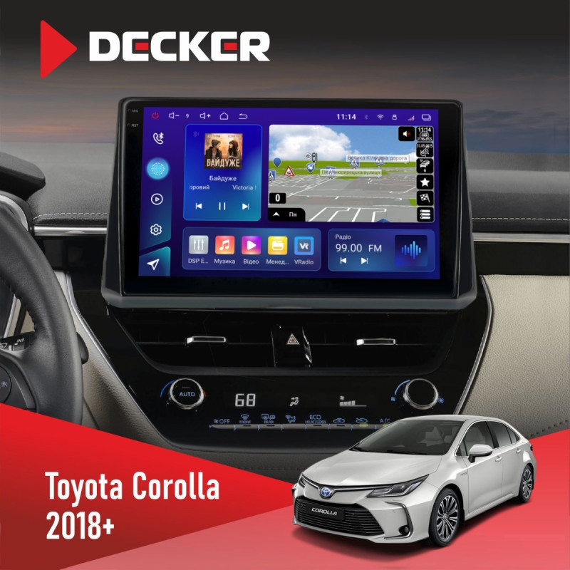 Штатна магнітола Toyota Corolla 2018+ Decker D10-009 4x64, DSP, 4G, 2k