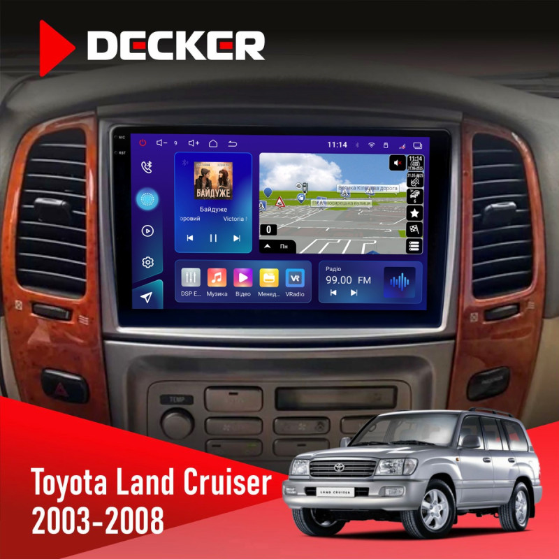 Штатна магнітола Toyota Land Cruiser (100) 2003-2008 Decker D10-009 4x64, DSP, 4G, 2k