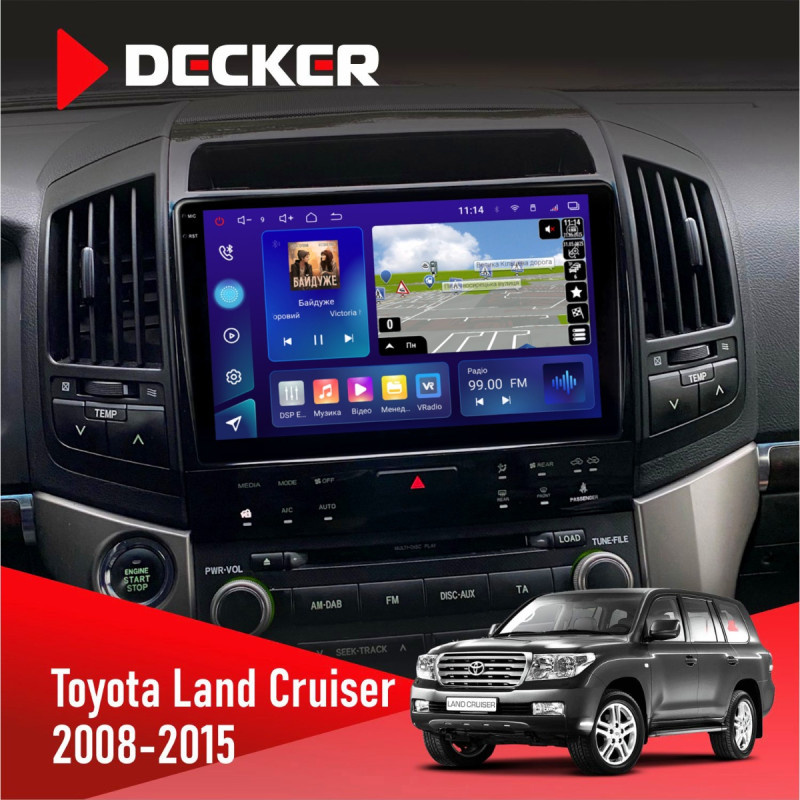 Штатна магнітола Toyota Land Cruiser (200) 2008-2015 Decker D10-009 4x64, DSP, 4G, 2k