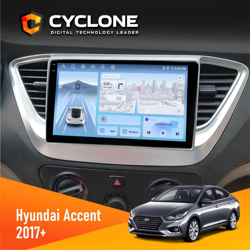 Штатна магнітола Hyundai Accent 2017+ Cyclone C9-012 4x64, DSP, 4G