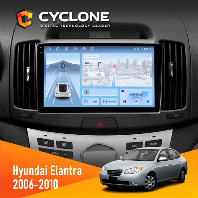 Штатна магнітола Hyundai Elantra 2006-2010 Cyclone C9-012 4x64, DSP, 4G