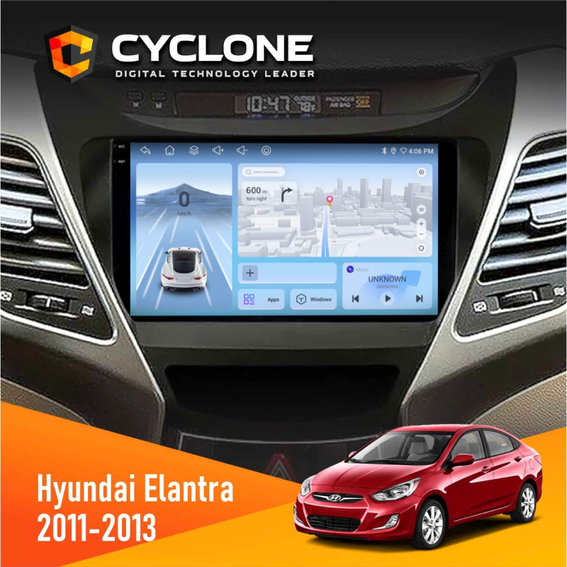 Штатна магнітола Hyundai Elantra 2011-2013 Cyclone C9-012 4x64, DSP, 4G