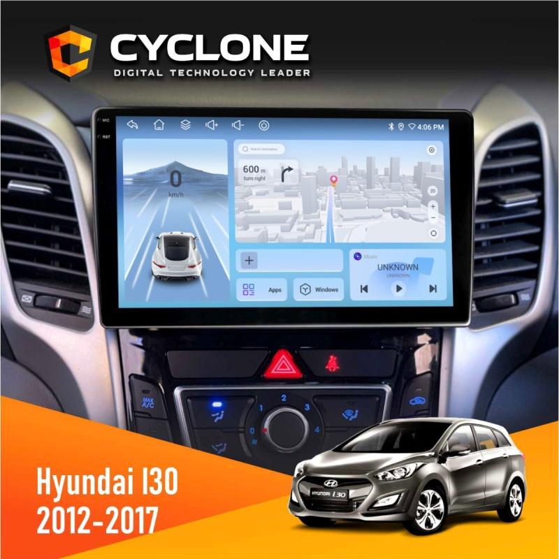 Штатна магнітола Hyundai i30 2012-2017 CAN Cyclone C9-012 4x64, DSP, 4G