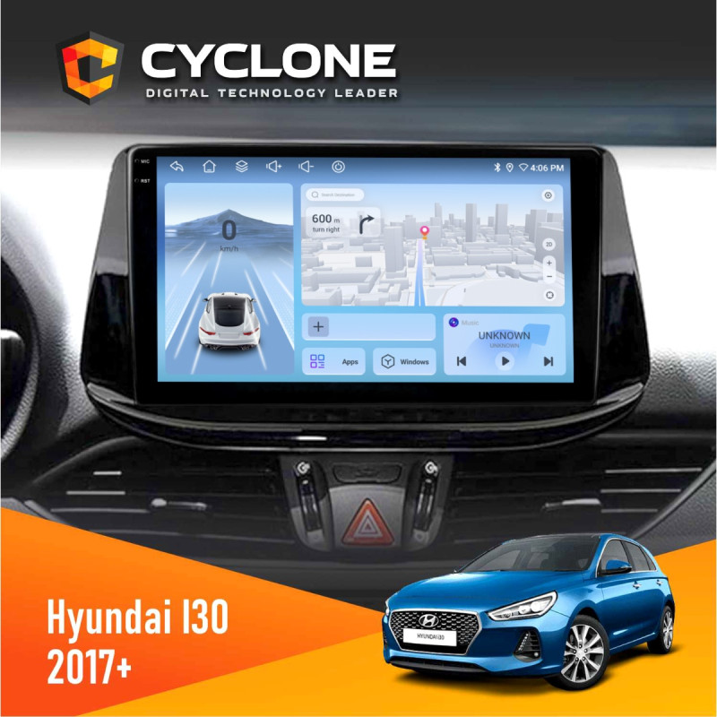 Штатна магнітола Hyundai i30 2017+ Cyclone C9-012 4x64, DSP, 4G