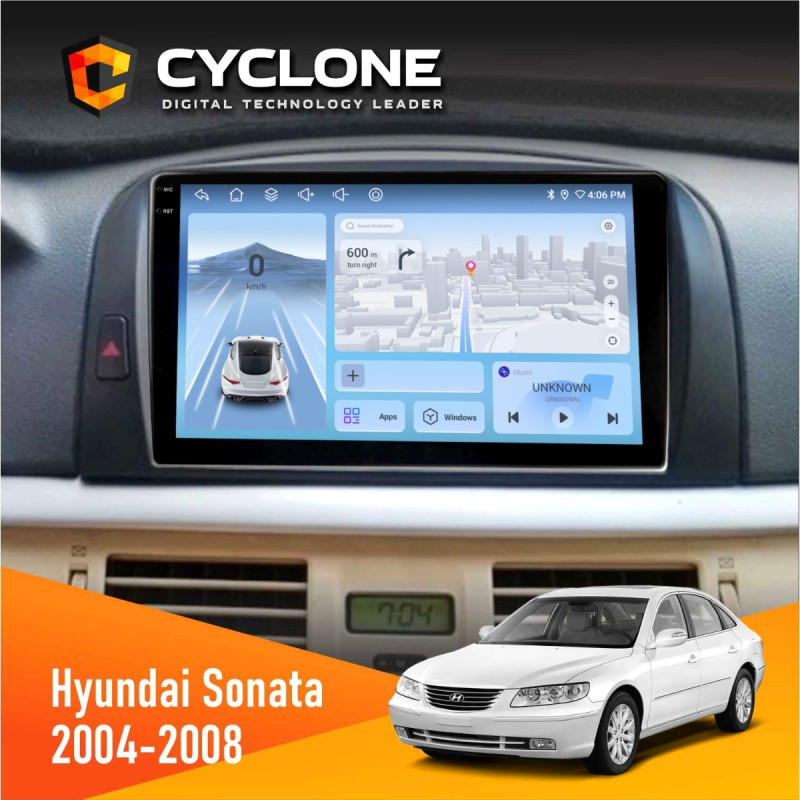 Штатна магнітола Hyundai Sonata (NF) 2004-2008 Cyclone C9-012 4x64, DSP, 4G