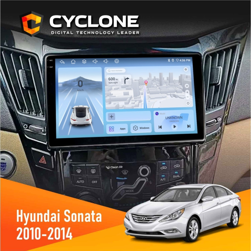Штатна магнітола Hyundai Sonata (YF) 2010-2014 CAN Cyclone C9-012 4x64, DSP, 4G