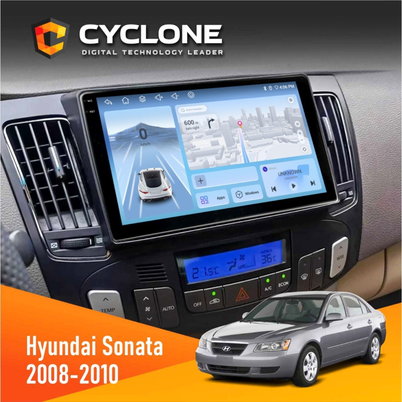 Штатна магнітола Hyundai Sonata 2008-2010 Climate Cyclone C9-012 4x64, DSP, 4G
