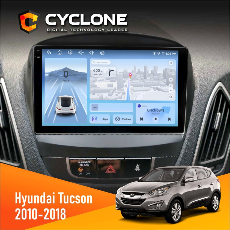 Штатна магнітола Hyundai Tucson 2010-2018 Cyclone C9-012 4x64, DSP, 4G