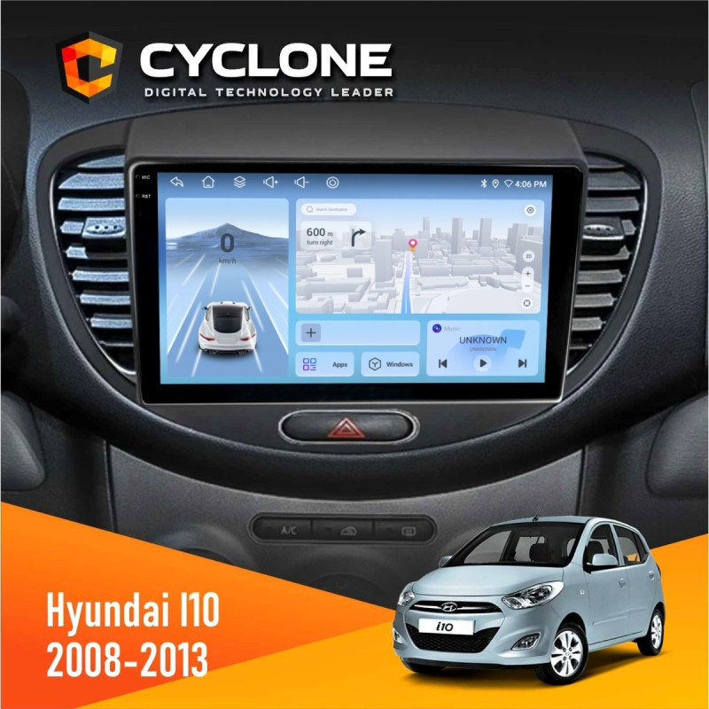 Штатна магнітола Hyundai i10 2008-2013 Cyclone C9-012 4x64, DSP, 4G