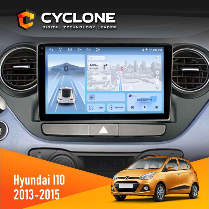 Штатна магнітола Hyundai i10 2013-2015 Cyclone C9-012 4x64, DSP, 4G
