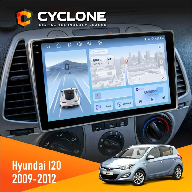 Штатна магнітола Hyundai i20 2009-2012 Cyclone C9-012 4x64, DSP, 4G