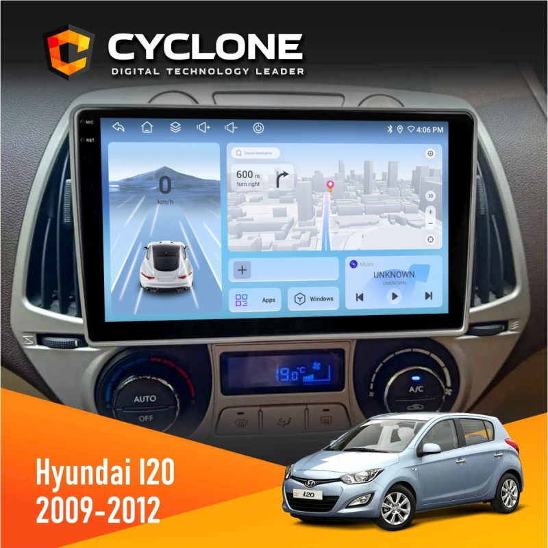 Штатна магнітола Hyundai i20 2009-2012 Climate Cyclone C9-012 4x64, DSP, 4G