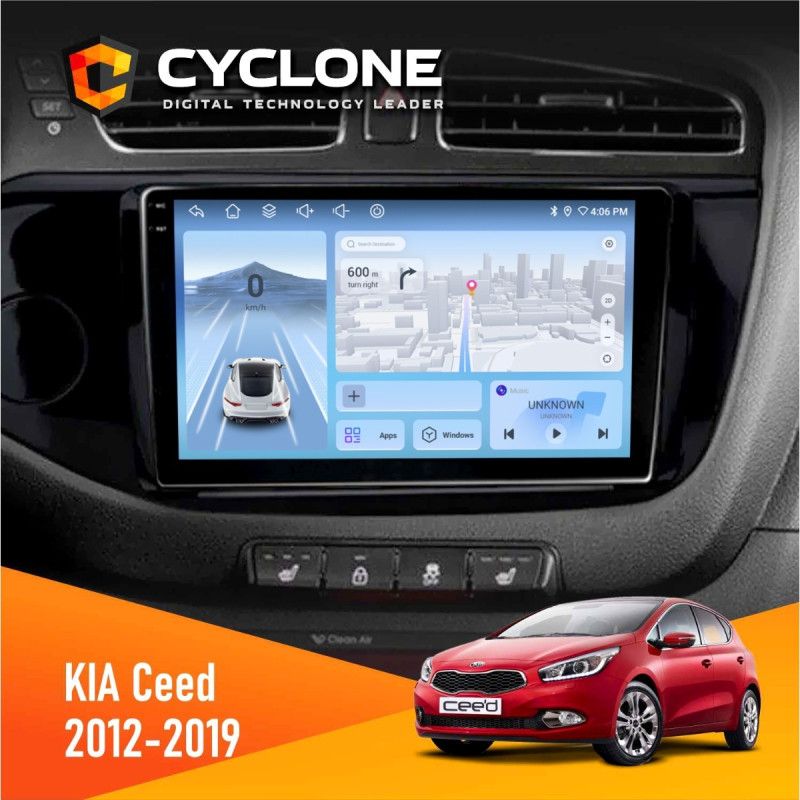 Штатна магнітола KIA Ceed 2012-2019 Cyclone C9-012 4x64, DSP, 4G