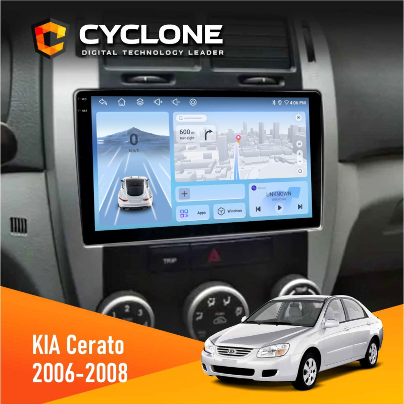 Штатна магнітола KIA Cerato 2006-2008 Conditioner Cyclone C9-012 4x64, DSP, 4G