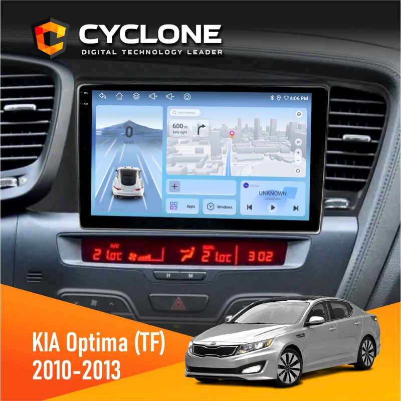 Штатна магнітола KIA Optima (TF) 2010-2013 Cyclone C9-012 4x64, DSP, 4G