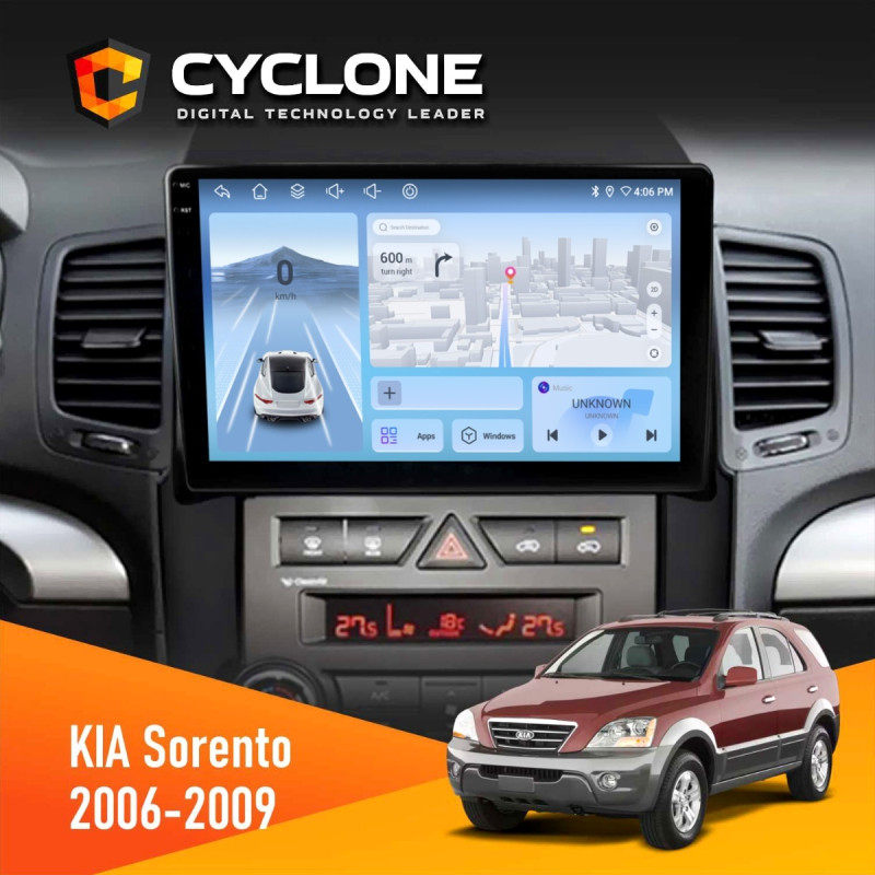 Штатна магнітола KIA Sorento (BL) 2006-2009 Cyclone C9-012 4x64, DSP, 4G
