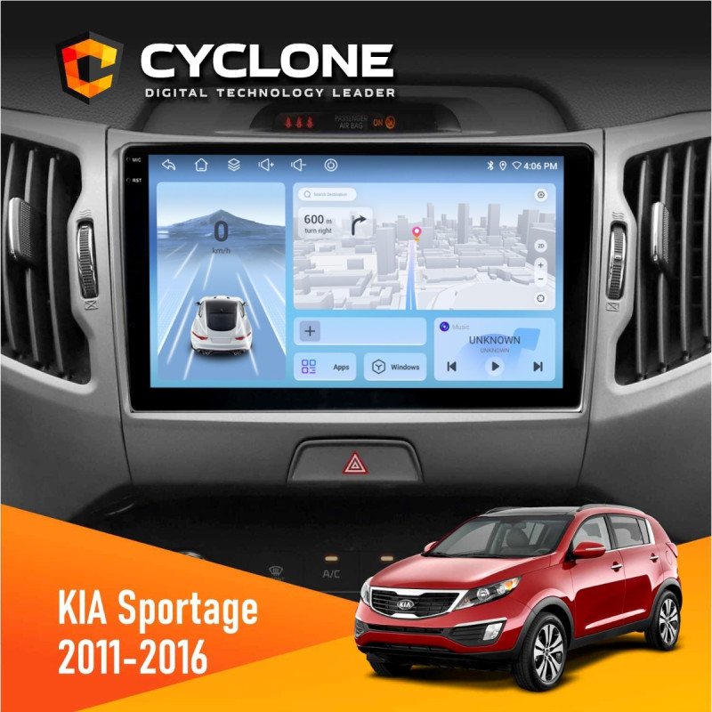 Штатна магнітола KIA Sportage 3 2011-2016 CAN Cyclone C9-012 4x64, DSP, 4G