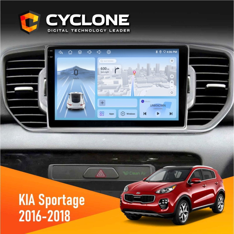 Штатна магнітола Kia Sportage 4 (QL) 2016-2018 CAN Cyclone C9-012 4x64, DSP, 4G
