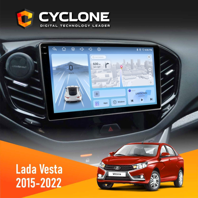 Штатна магнітола Lada Vesta 2015-2022 Cyclone C9-012 4x64, DSP, 4G