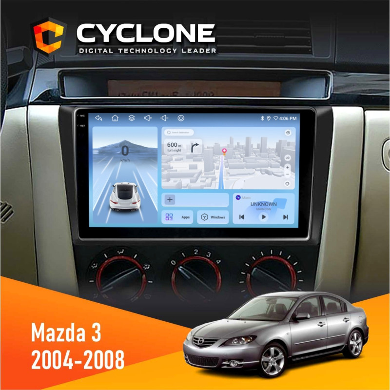 Штатна магнітола Mazda 3 2004-2008 Cyclone C9-012 4x64, DSP, 4G