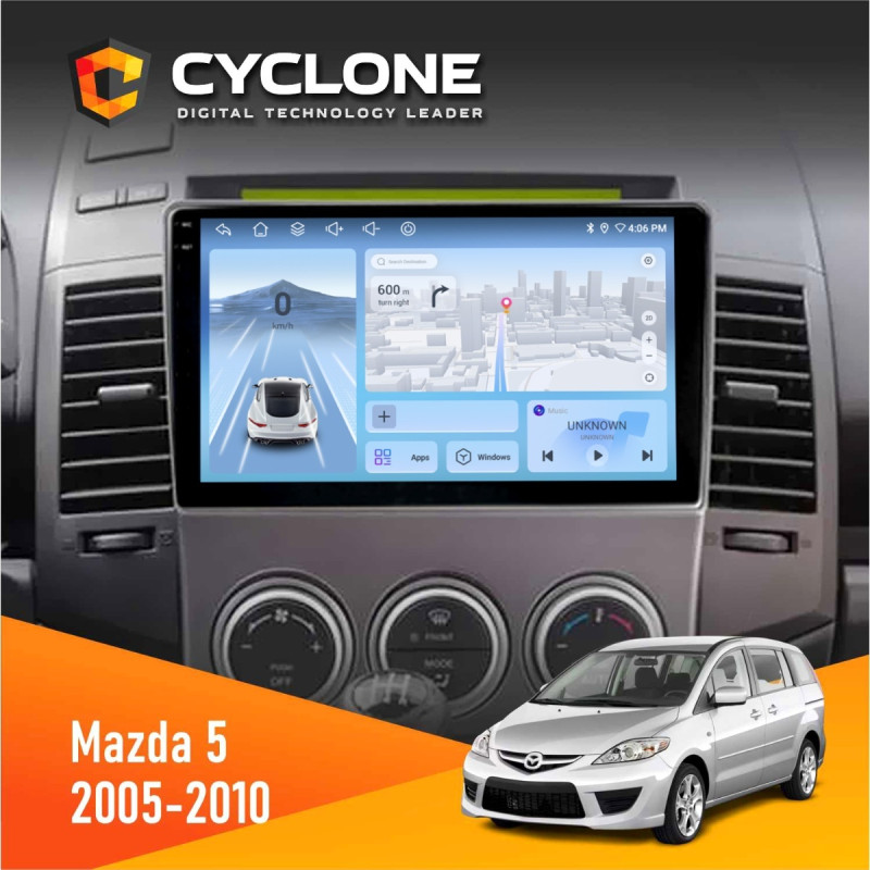Штатна магнітола Mazda 5 (Premacy) 2005-2010 Cyclone C9-012 4x64, DSP, 4G