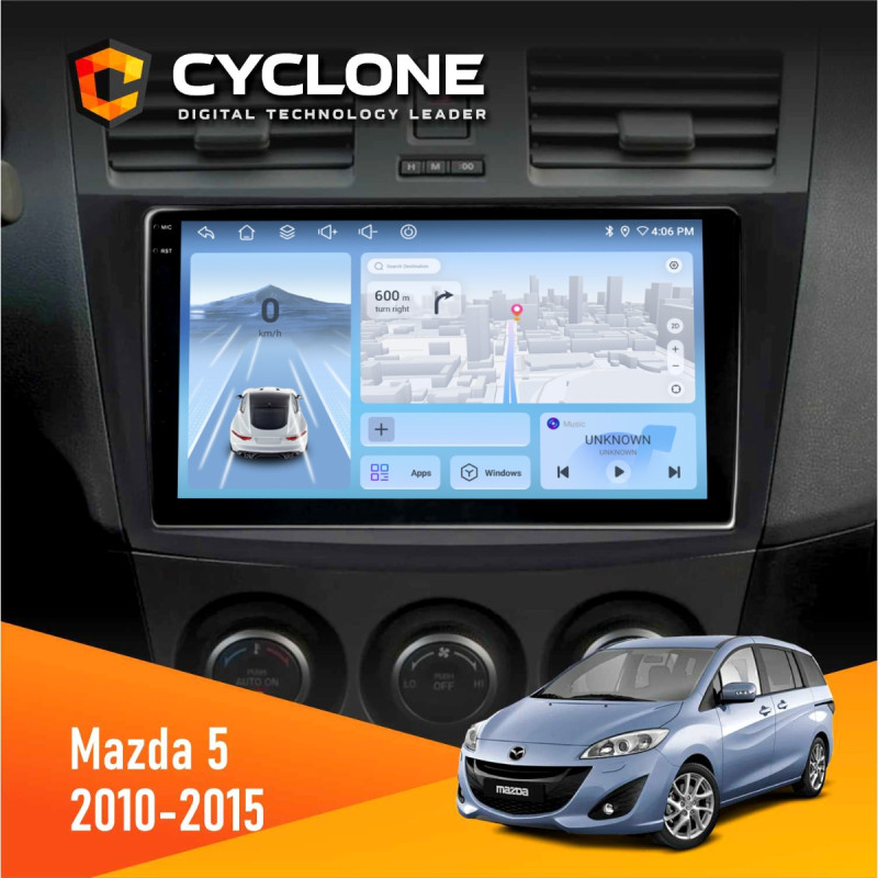 Штатна магнітола Mazda 5 (Premacy) 2010-2015 Cyclone C9-012 4x64, DSP, 4G