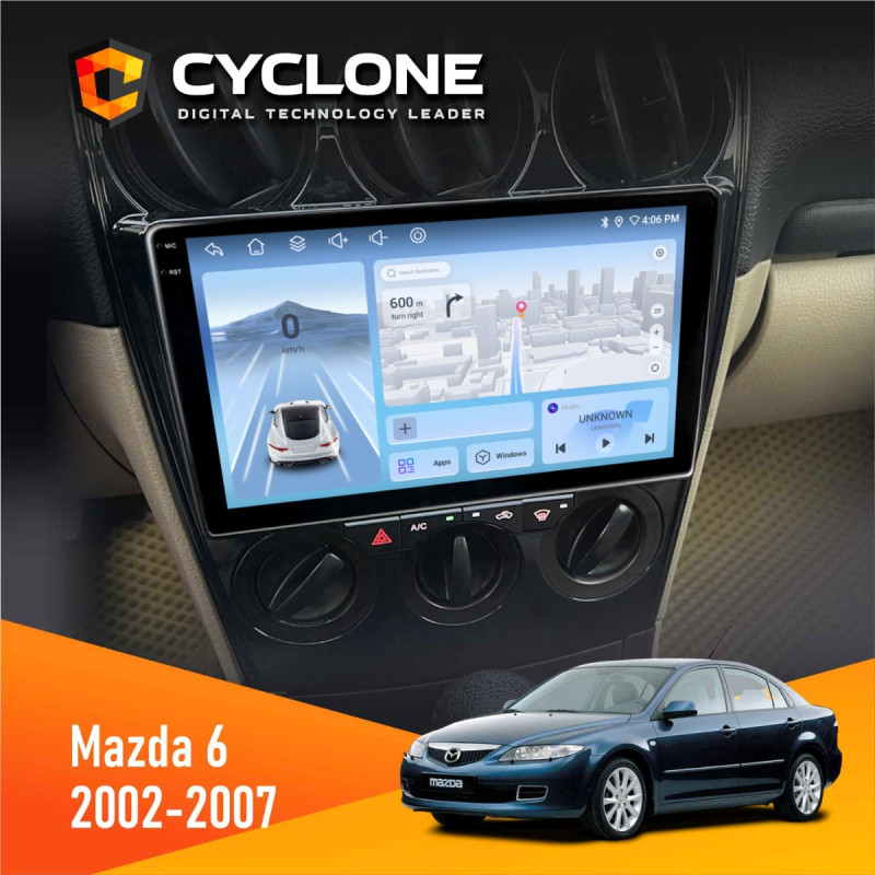 Штатна магнітола Mazda 6 2002-2007 Cyclone C9-012 4x64, DSP, 4G