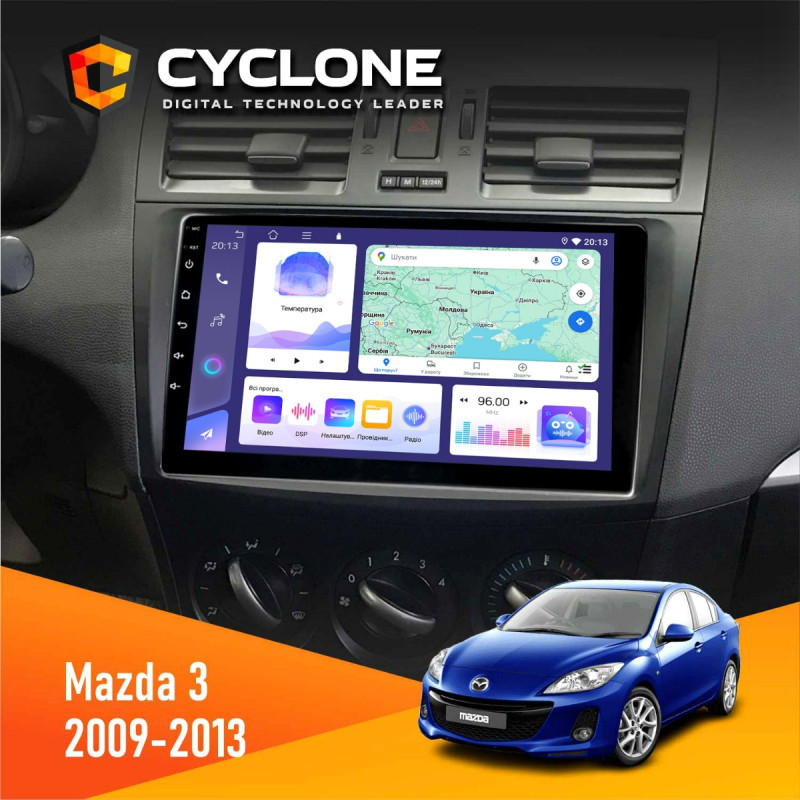 Штатна магнітола Mazda 3 2009-2013 Cyclone C9-011 4x64, DSP