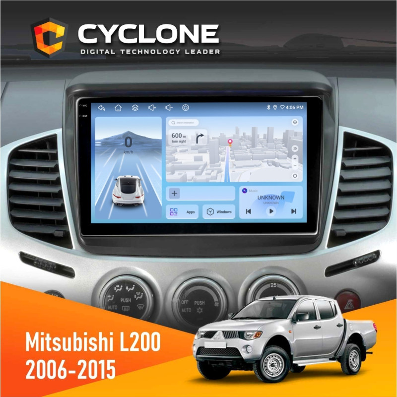 Штатна магнітола Mitsubishi L200 2006-2015 Cyclone C9-012 4x64, DSP, 4G