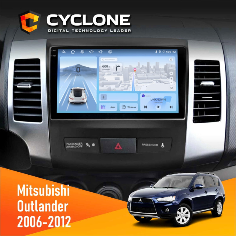 Штатна магнітола Mitsubishi Outlander XL 2006-2012 Cyclone C9-012 4x64, DSP, 4G