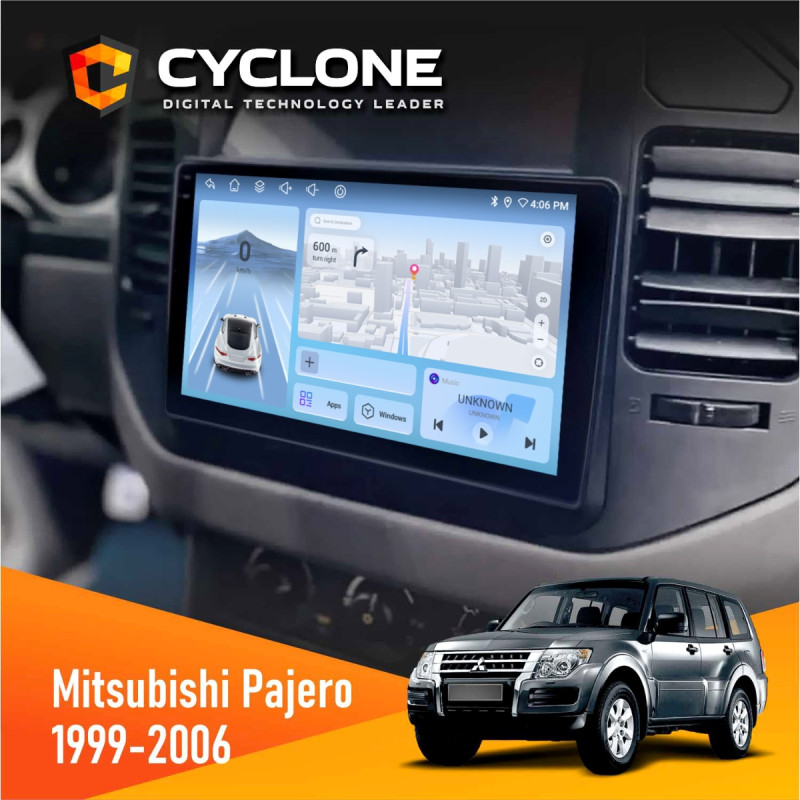 Штатна магнітола Mitsubishi Pajero 1999-2006 Cyclone C9-012 4x64, DSP, 4G
