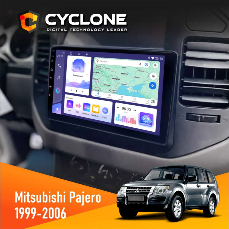 Штатна магнітола Mitsubishi Pajero 1999-2006 Cyclone C9-011 4x64, DSP