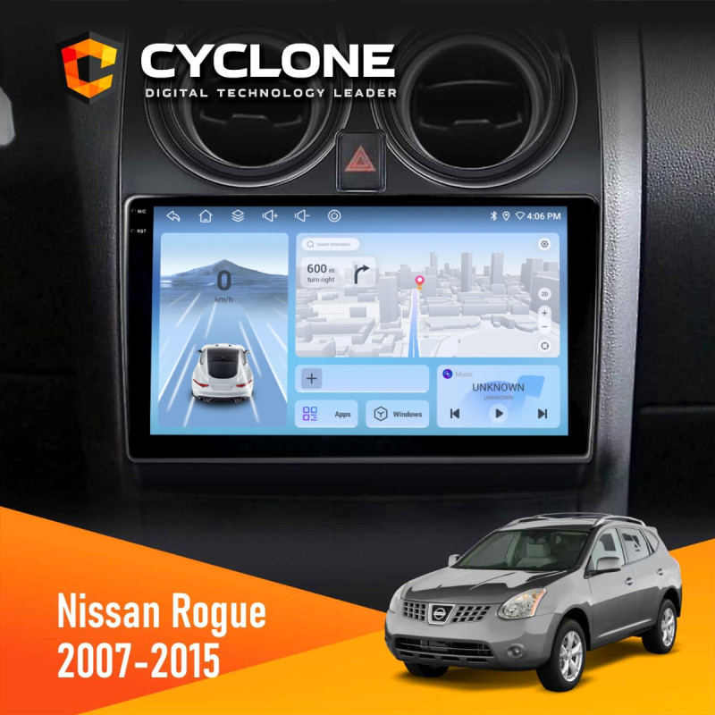 Штатна магнітола Nissan Rogue 2007-2015 Cyclone C9-012 4x64, DSP, 4G
