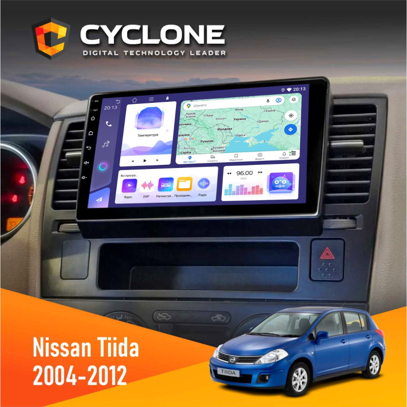 Штатна магнітола Nissan Tiida 2004-2012 Cyclone C9-012 4x64, DSP, 4G