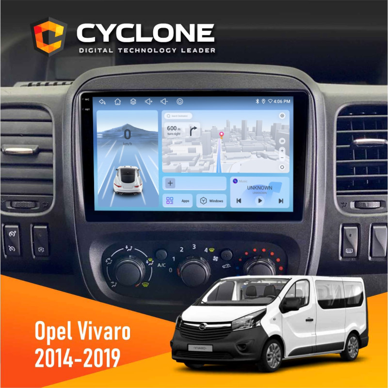 Штатна магнітола Opel Vivaro 2014-2019 Cyclone C9-012 4x64, DSP, 4G