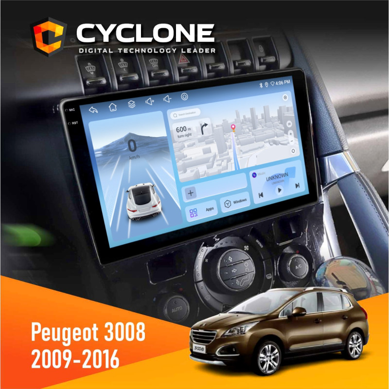 Штатна магнітола Peugeot (3008) 2009-2016 Cyclone C9-012 4x64, DSP, 4G