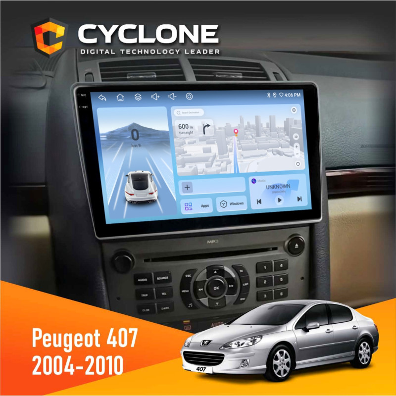 Штатна магнітола Peugeot 407 2004-2010 Cyclone C9-012 4x64, DSP, 4G