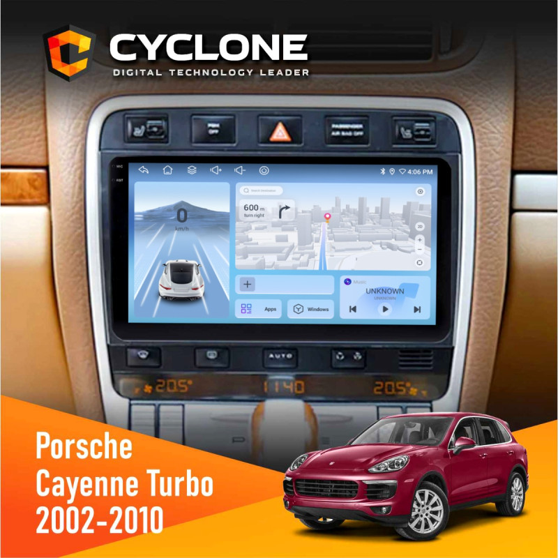 Штатна магнітола Porsche Cayenne Turbo 2002-2010 Cyclone C9-012 4x64, DSP, 4G