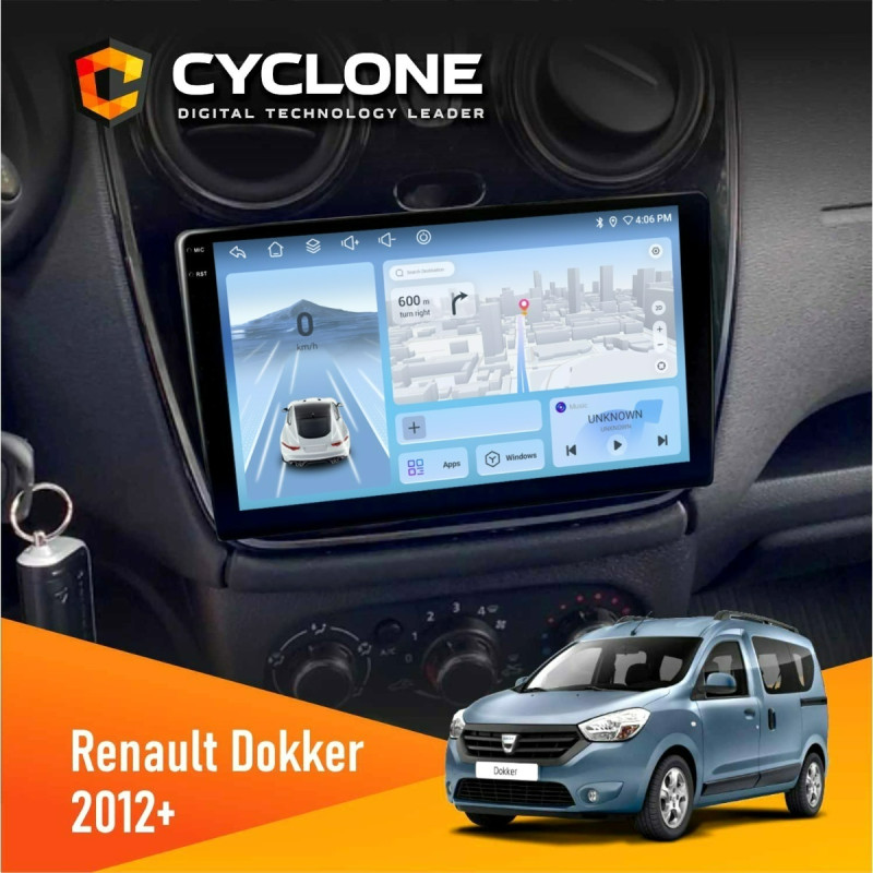 Штатна магнітола Renault Dokker, Sandero, Lodgy 2012+ Cyclone C9-012 4x64, DSP, 4G